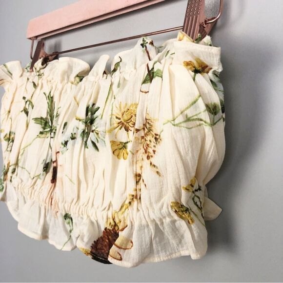 H&M | NEW Wildflower Cropped Bandeau Top Ruffles Women’s Size Medium/Large - Picture 5 of 9